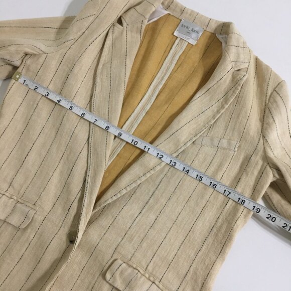 Forte Forte NWT Womens 2 Sand Yellow Pinstripe Linen Cotton Blend Blazer Jacket - Picture 13 of 16